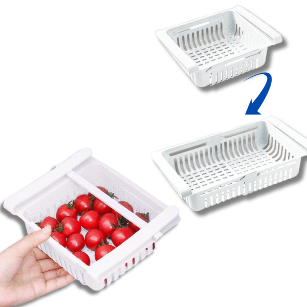 Set de 4 Rafturi Extensibile pentru Frigider cu Sistem de Fixare și Aerisire