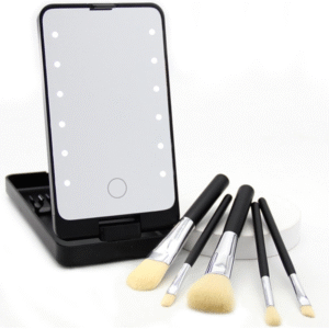 Set de 5 Mini Pensule cu Oglindă LED Integrată, Ideal pentru Retușuri Rapide
